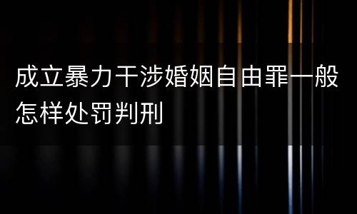 成立暴力干涉婚姻自由罪一般怎样处罚判刑