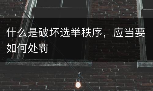 什么是破坏选举秩序，应当要如何处罚