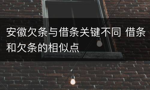 安徽欠条与借条关键不同 借条和欠条的相似点