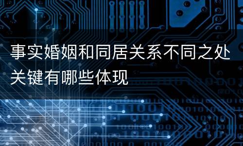 事实婚姻和同居关系不同之处关键有哪些体现