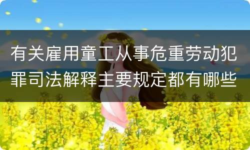 有关雇用童工从事危重劳动犯罪司法解释主要规定都有哪些