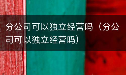 分公司可以独立经营吗（分公司可以独立经营吗）