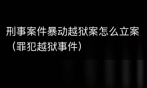 刑事案件暴动越狱案怎么立案（罪犯越狱事件）