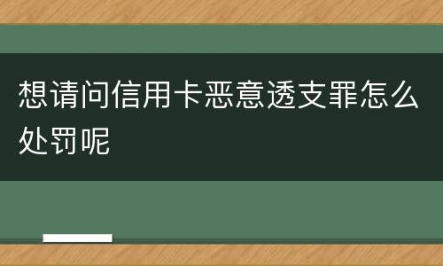 想请问信用卡恶意透支罪怎么处罚呢