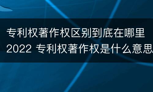 专利权著作权区别到底在哪里2022 专利权著作权是什么意思