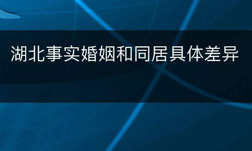 湖北事实婚姻和同居具体差异