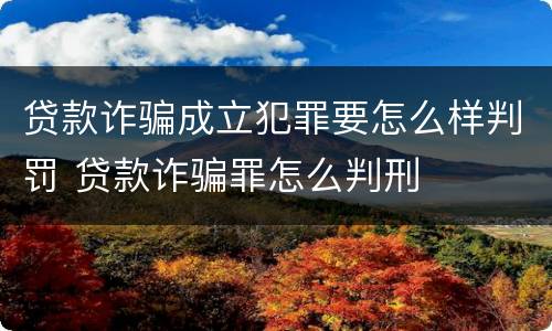 贷款诈骗成立犯罪要怎么样判罚 贷款诈骗罪怎么判刑