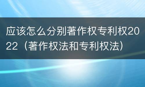应该怎么分别著作权专利权2022（著作权法和专利权法）
