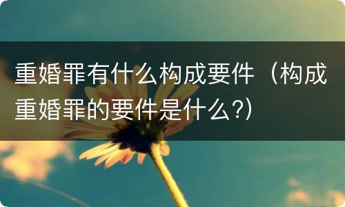 重婚罪有什么构成要件（构成重婚罪的要件是什么?）