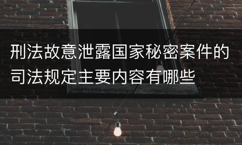 刑法故意泄露国家秘密案件的司法规定主要内容有哪些