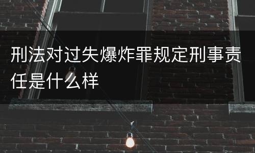 刑法对过失爆炸罪规定刑事责任是什么样