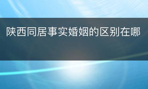 陕西同居事实婚姻的区别在哪