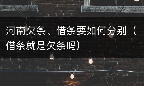 河南欠条、借条要如何分别（借条就是欠条吗）