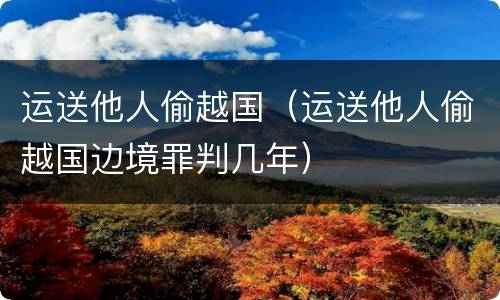 运送他人偷越国（运送他人偷越国边境罪判几年）