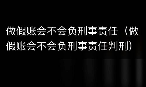 做假账会不会负刑事责任（做假账会不会负刑事责任判刑）