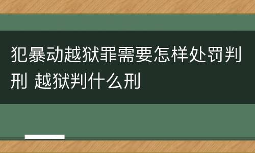 犯暴动越狱罪需要怎样处罚判刑 越狱判什么刑