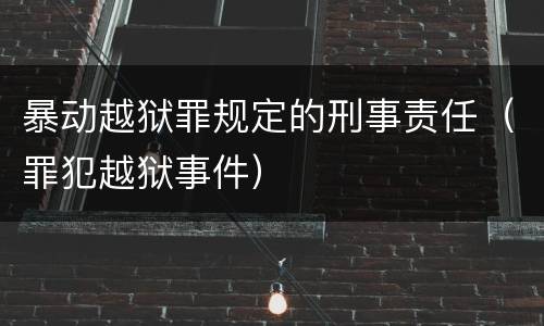 暴动越狱罪规定的刑事责任（罪犯越狱事件）