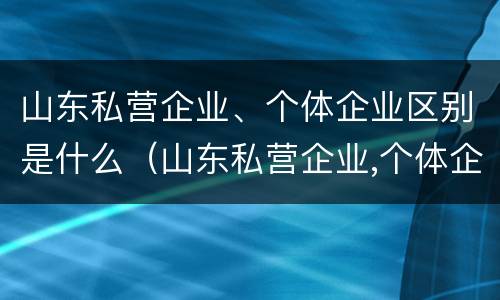 山东私营企业、个体企业区别是什么（山东私营企业,个体企业区别是什么呢）