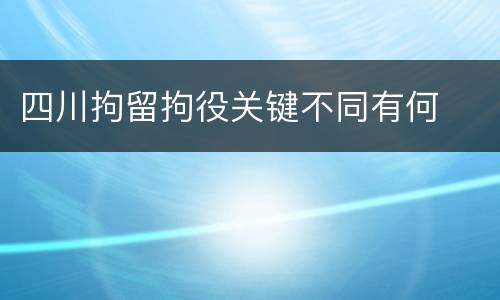 四川拘留拘役关键不同有何