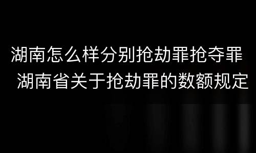 湖南怎么样分别抢劫罪抢夺罪 湖南省关于抢劫罪的数额规定