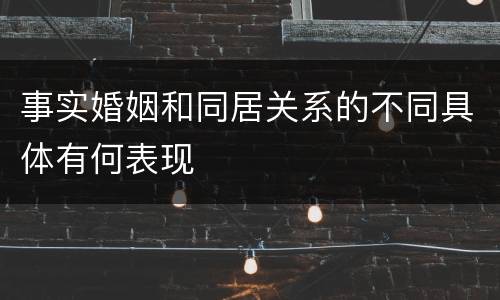事实婚姻和同居关系的不同具体有何表现