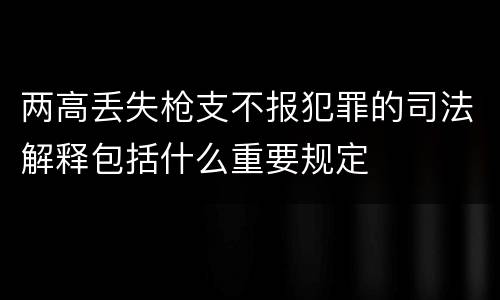 两高丢失枪支不报犯罪的司法解释包括什么重要规定