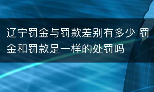 辽宁罚金与罚款差别有多少 罚金和罚款是一样的处罚吗