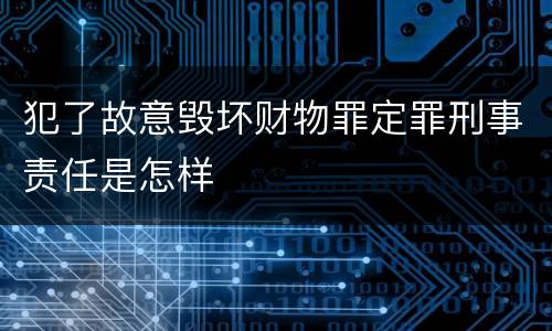 犯了故意毁坏财物罪定罪刑事责任是怎样