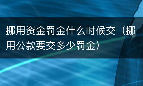 挪用资金罚金什么时候交（挪用公款要交多少罚金）