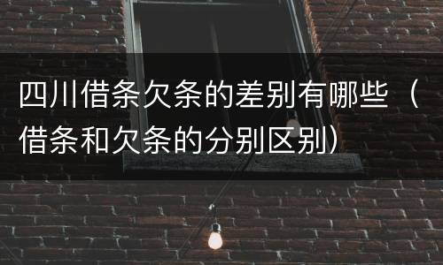 四川借条欠条的差别有哪些（借条和欠条的分别区别）