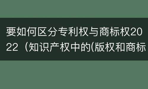 要如何区分专利权与商标权2022（知识产权中的(版权和商标权与标准）