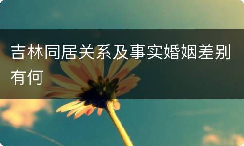 吉林同居关系及事实婚姻差别有何