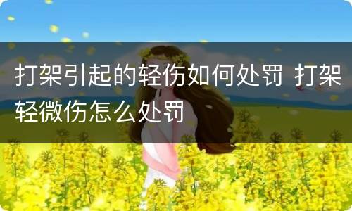 打架引起的轻伤如何处罚 打架轻微伤怎么处罚