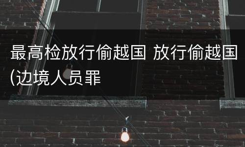 最高检放行偷越国 放行偷越国(边境人员罪