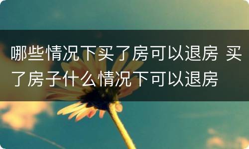 哪些情况下买了房可以退房 买了房子什么情况下可以退房