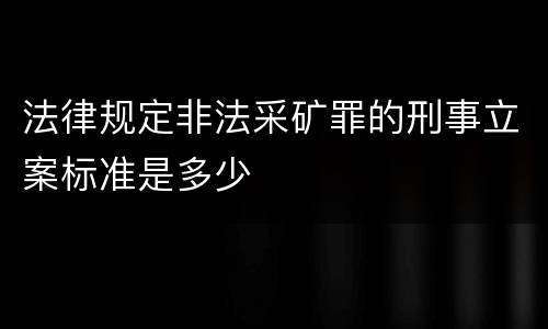 法律规定非法采矿罪的刑事立案标准是多少