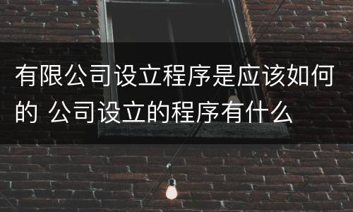 有限公司设立程序是应该如何的 公司设立的程序有什么