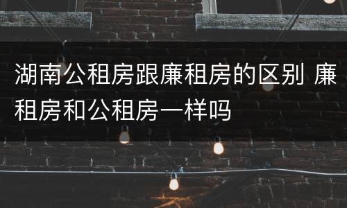 湖南公租房跟廉租房的区别 廉租房和公租房一样吗