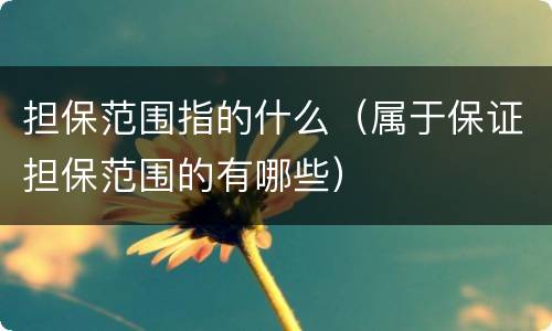担保范围指的什么（属于保证担保范围的有哪些）