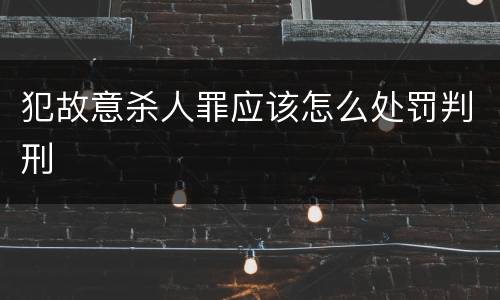 犯故意杀人罪应该怎么处罚判刑
