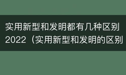 实用新型和发明都有几种区别2022（实用新型和发明的区别）
