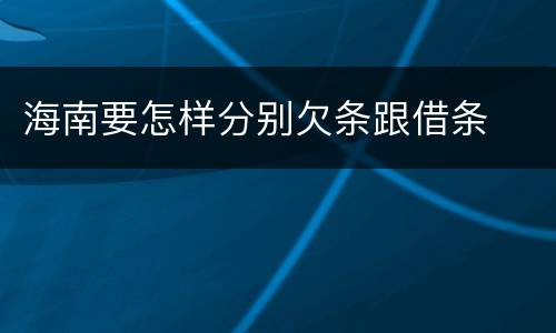 海南要怎样分别欠条跟借条