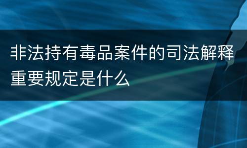 非法持有毒品案件的司法解释重要规定是什么