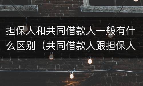 担保人和共同借款人一般有什么区别（共同借款人跟担保人的区别）