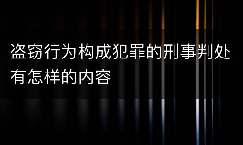 盗窃行为构成犯罪的刑事判处有怎样的内容
