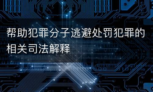 帮助犯罪分子逃避处罚犯罪的相关司法解释