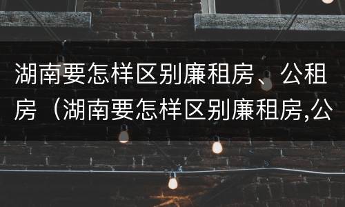 湖南要怎样区别廉租房、公租房（湖南要怎样区别廉租房,公租房呢）