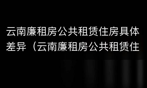 云南廉租房公共租赁住房具体差异（云南廉租房公共租赁住房具体差异分析）