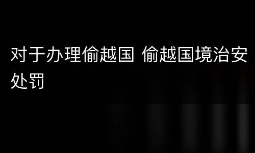 对于办理偷越国 偷越国境治安处罚