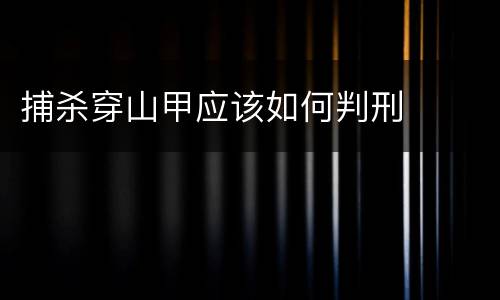 捕杀穿山甲应该如何判刑